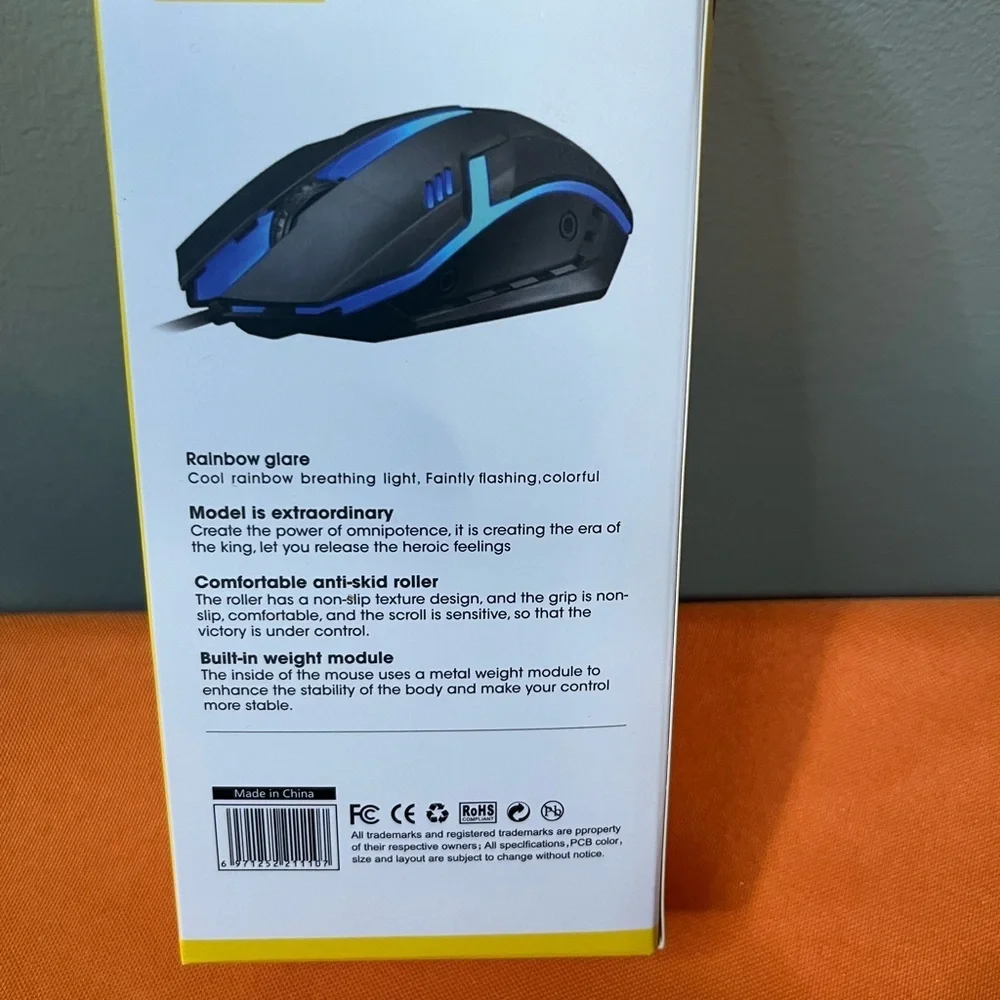 6/$25 T- WOLF black and Blue V1 Stylish Optical Wired Mouse